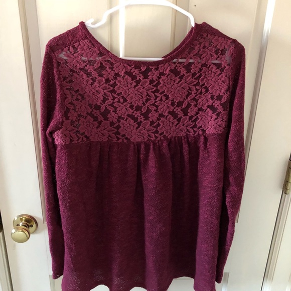 AE Red Floral Burnout Long Sleeve - Picture 6 of 7